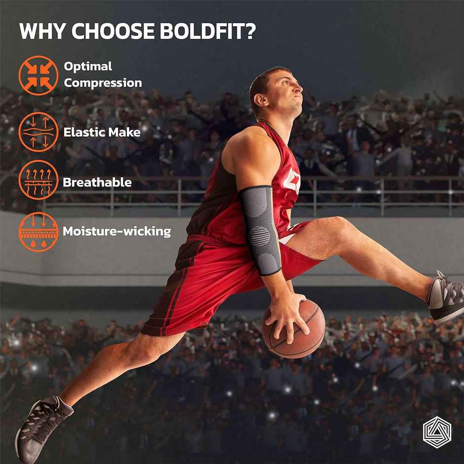 Boldfit Elbow Support For Gym Elbow Band For Pain Relief Gray Large