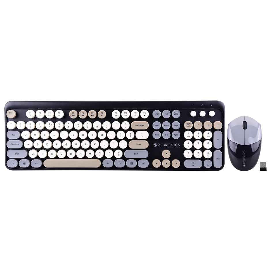 Zebronics Companion 301 2.4Ghz Wireless Keyboard & Mouse Combo With Uv Printed Style (Black + Grey)