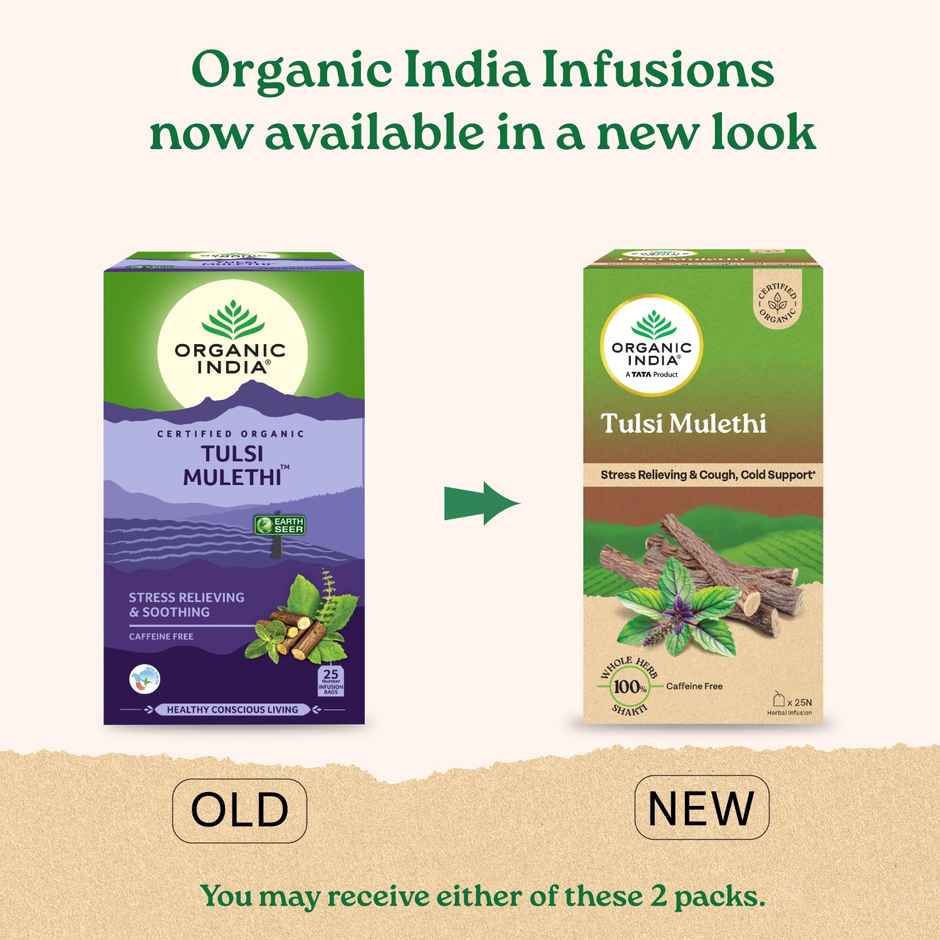 A TATA Product - Organic India Tulsi Mulethi - 25 Tea Bags, Eases Cough & Cold Symptoms