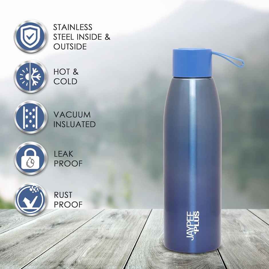 Jaypee Plus Victor Stainless Steel Vaccum Insulated Hot & Cold Water Bottle | 750 ml | Blue