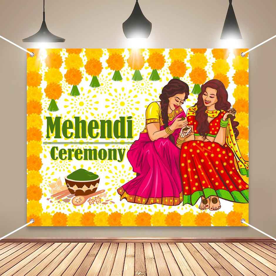 Mehendi Backdrop Decoration Cloth | Party Propz