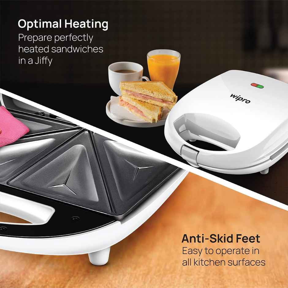 Wipro Vesta Bs101 700 Watt Premium Sandwich Maker Cum Toaster - White