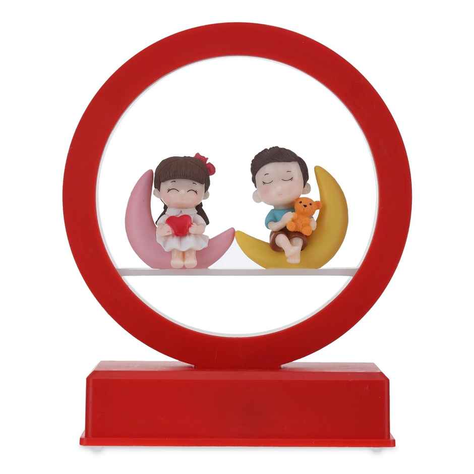 Tied Ribbons Decorative Romantic Love Couple With Led Light Table Decoration Showpiece