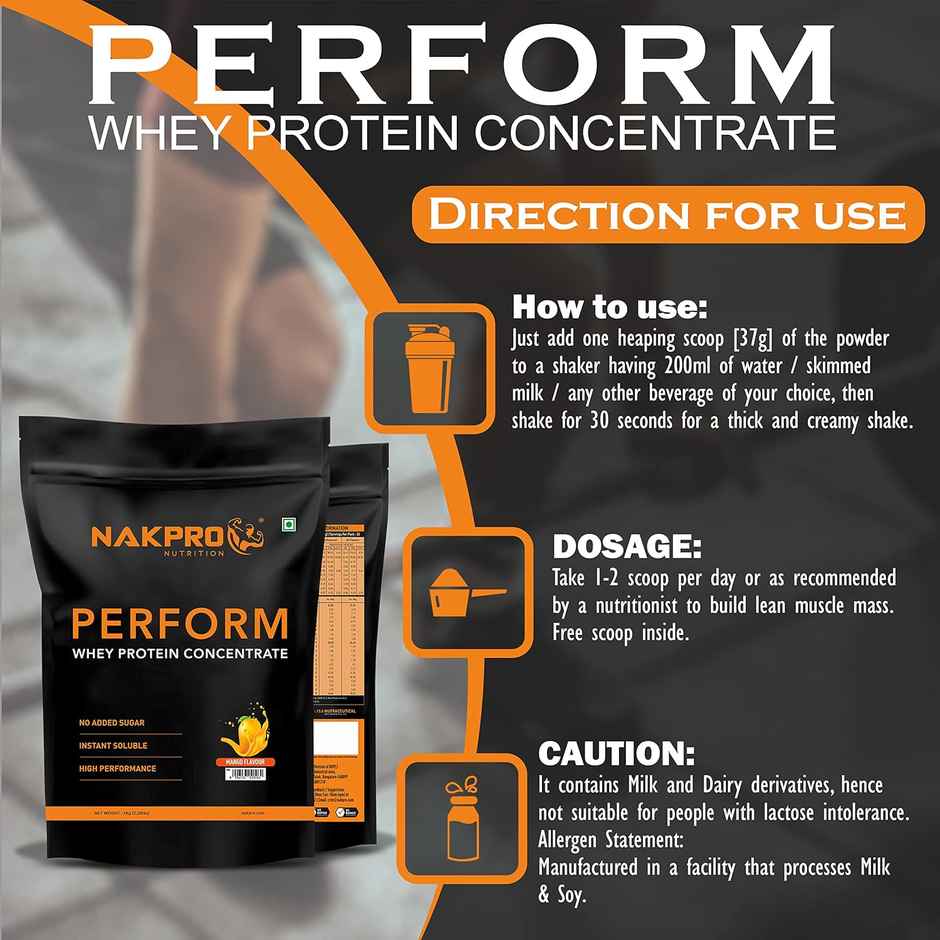 Nakpro Perform Whey Protein Concentrate Mango 24G Protein 5.3G Bcaa