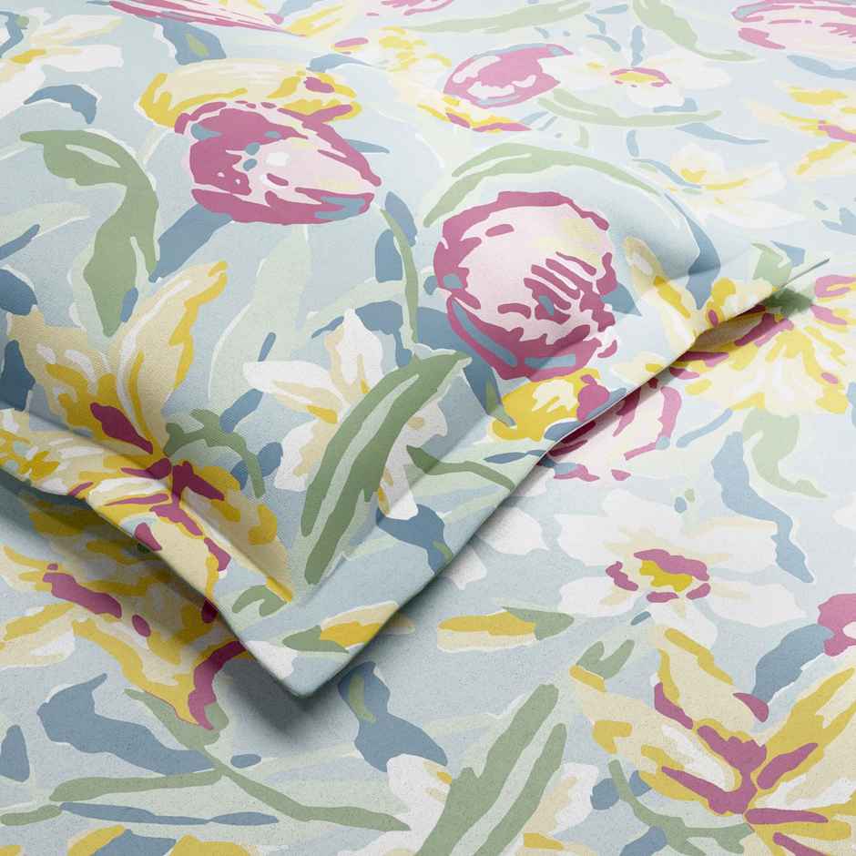 Haus & Kinder Tulip Meadow Double Size Bedsheet - 100% Cotton | 250 x 225 cm