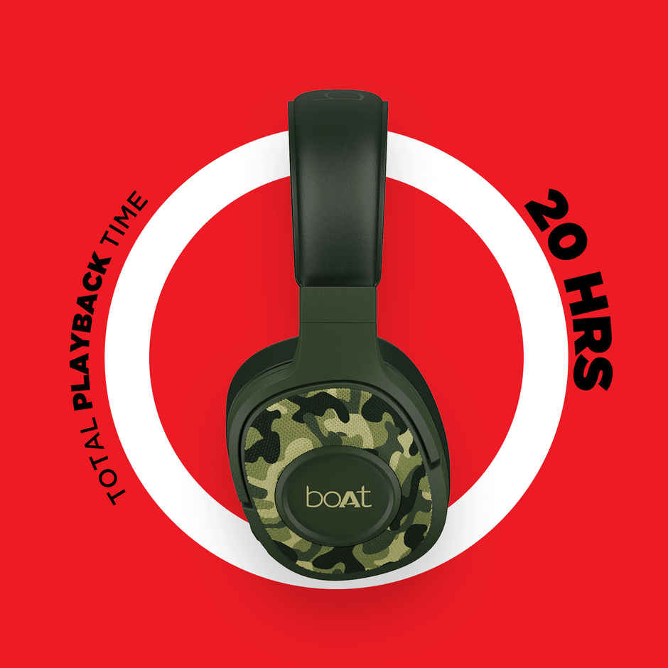 boAt Rockerz 558 Bluetooth Wireless Over Ear Headphones with Up To 20 Hours Playback(Army Green)