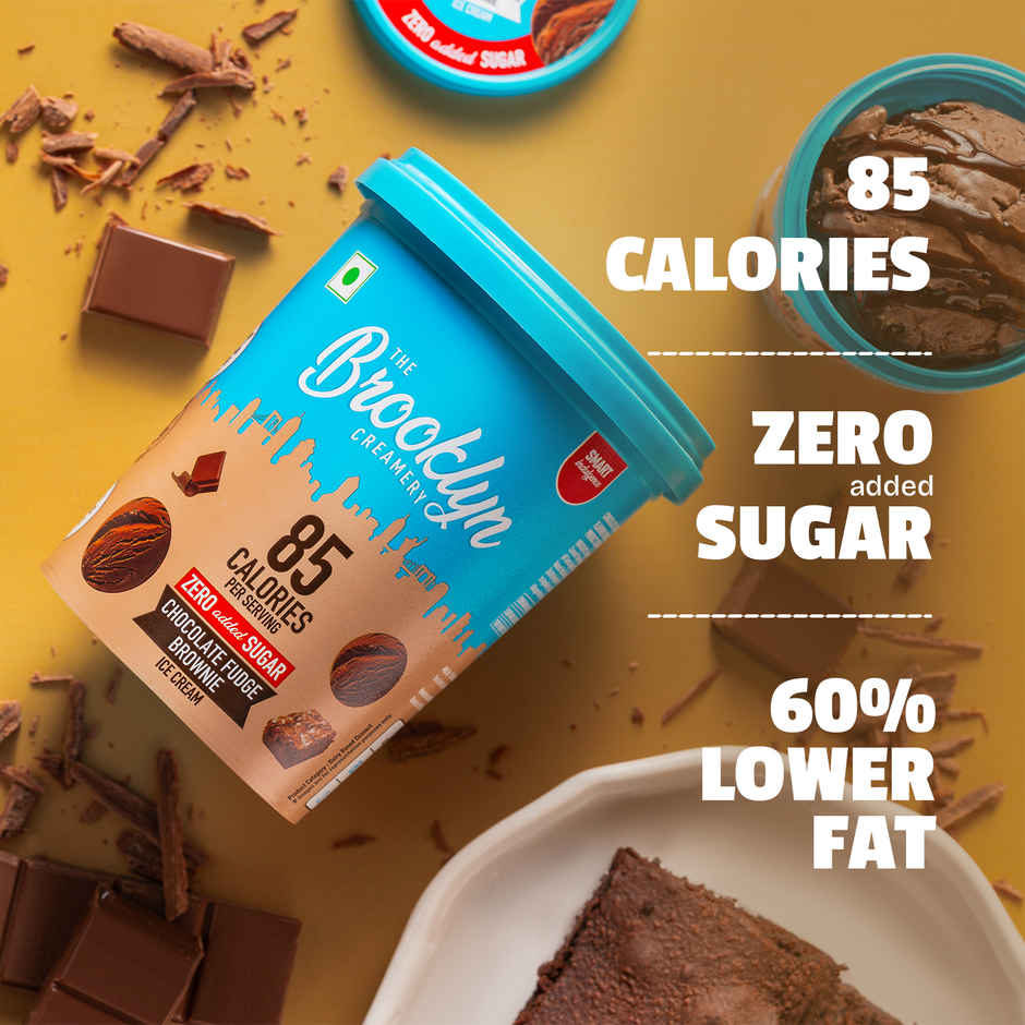 The Brooklyn Creamery Chocolate Fudge Brownie Ice Cream Tub |Low Calorie Zero Added Sugar