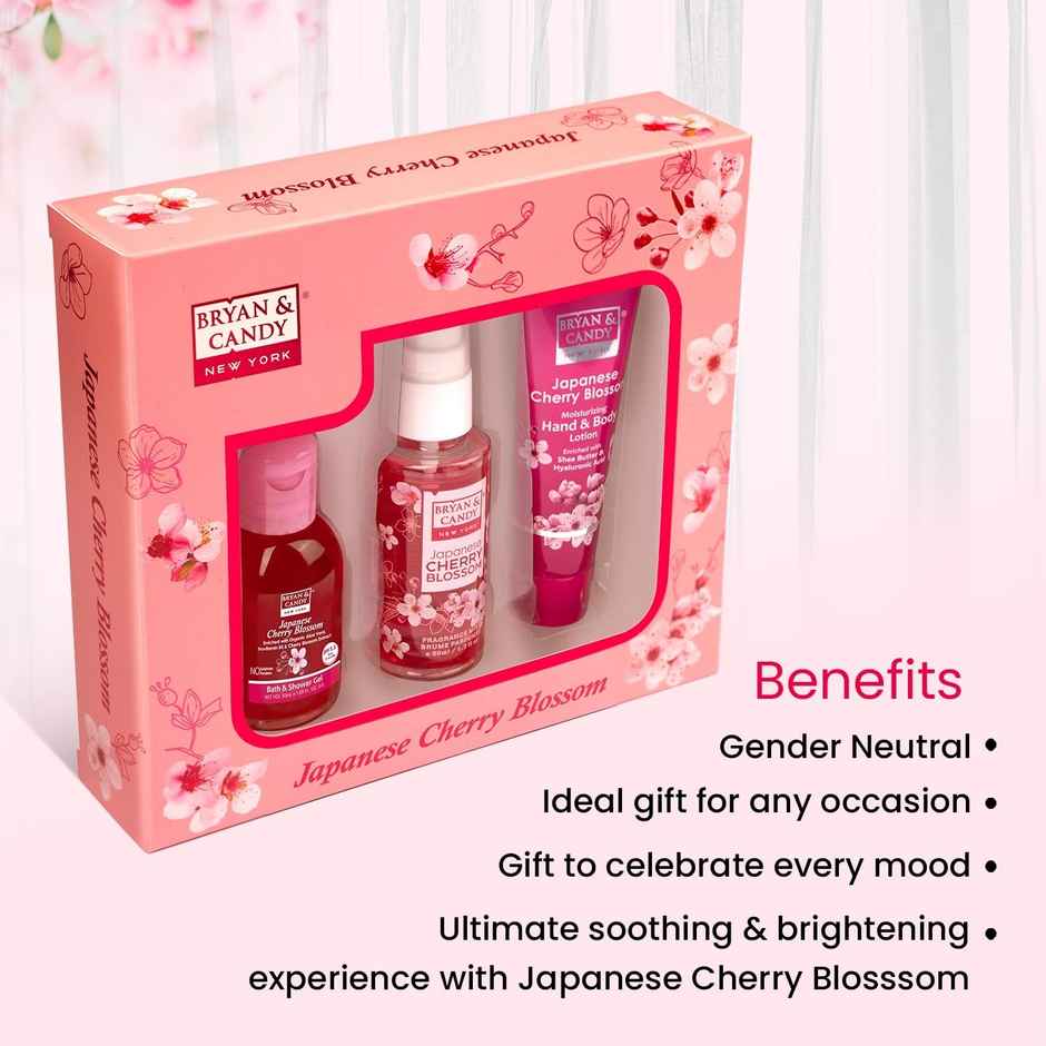 Bryan & Candy Cherry Blossom Bath Kit|Shower Gel|Fragrance Mist|Hand-Body Lotion|Pack Of 3