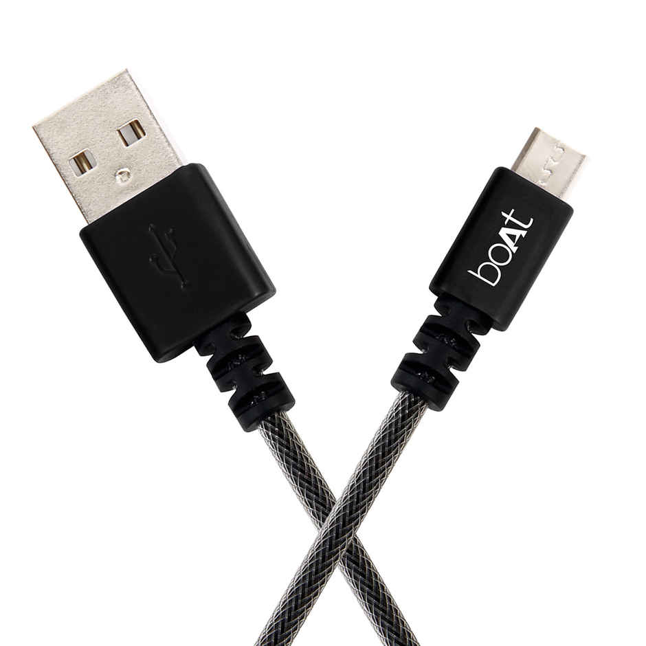 boAt Micro USB 50 Tangle-free, Sturdy Micro USB Cable with 3A Fast Charging & 1.5m Length (Black)