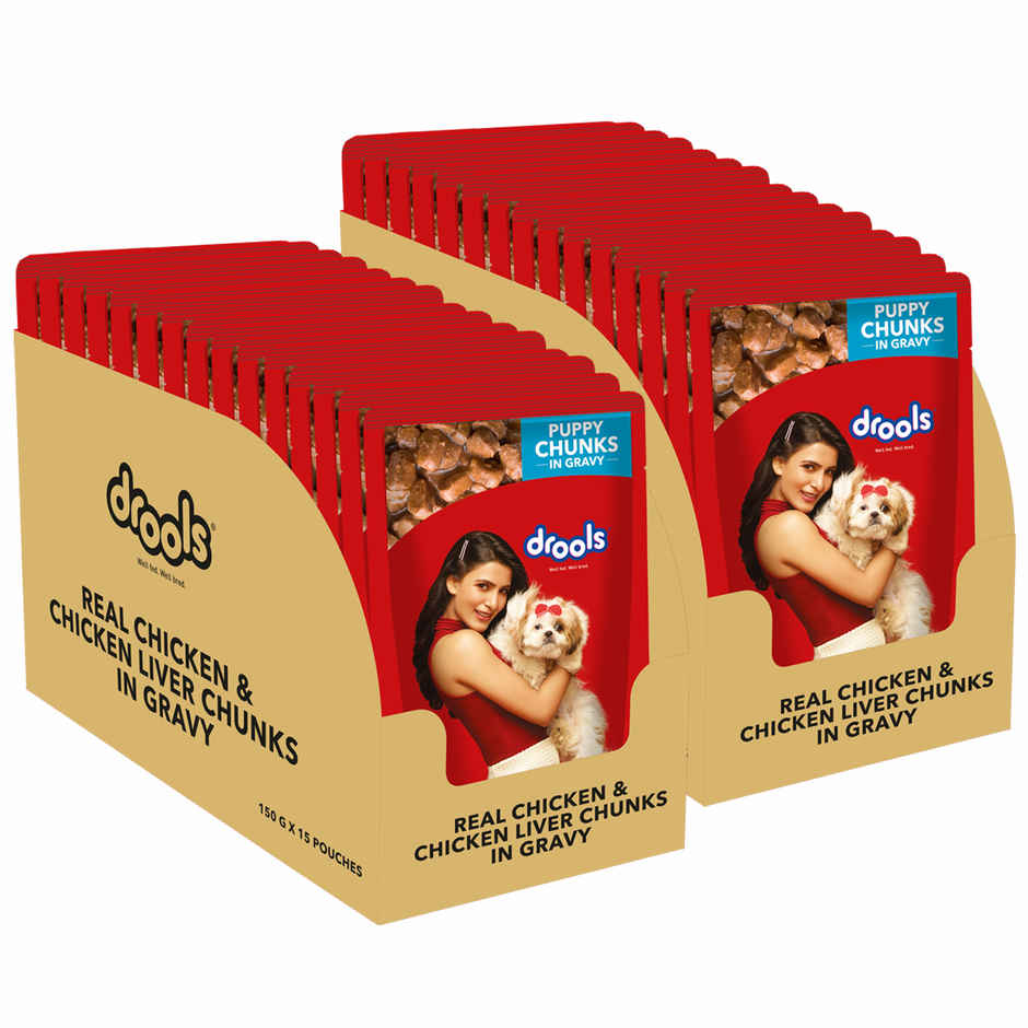 Drools Puppy Real Chicken And Chicken Liver Chunks In Gravy (150 gm x 30)