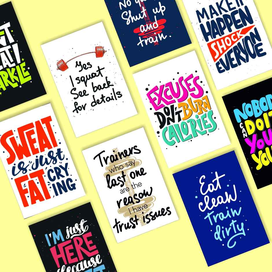 Paper Plane Design Motivational Gym/Fitness Workout Posters | Set of 10 | (12 Inch x 18 Inch) D7