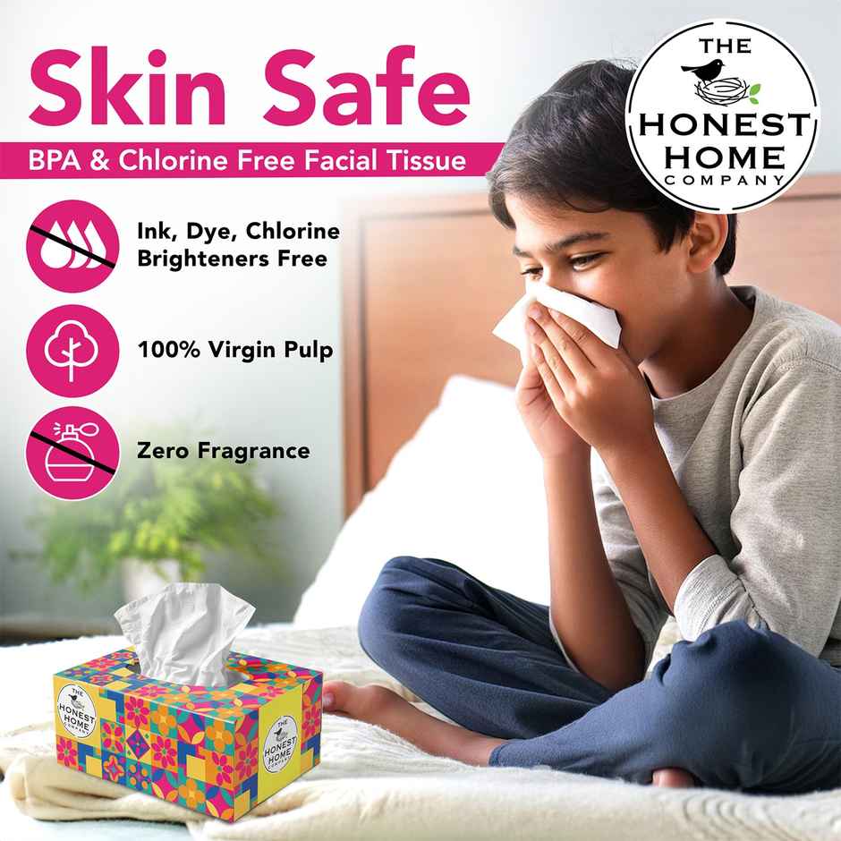 The Honest Home Company Face Tissue 2 Ply - 200 Pulls | Festive Yellow