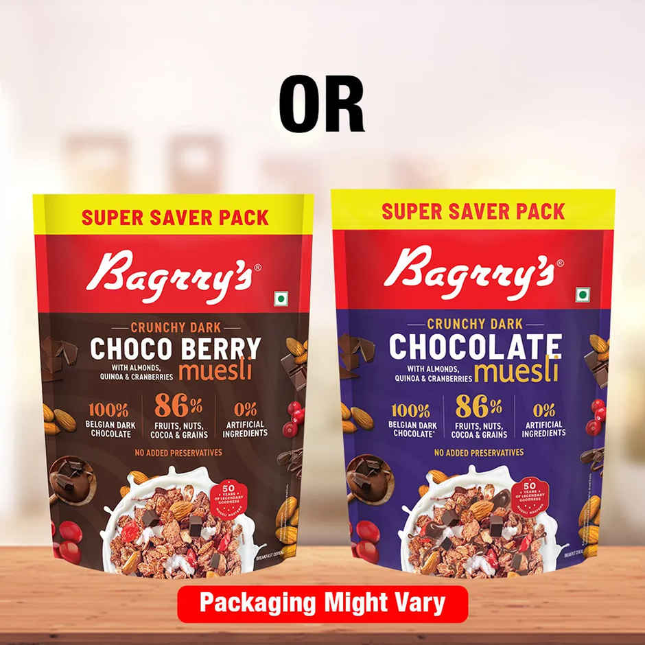 Bagrrys Crunchy Dark Chocolate Muesli with Almond Quinoa & Cranberries Pouch