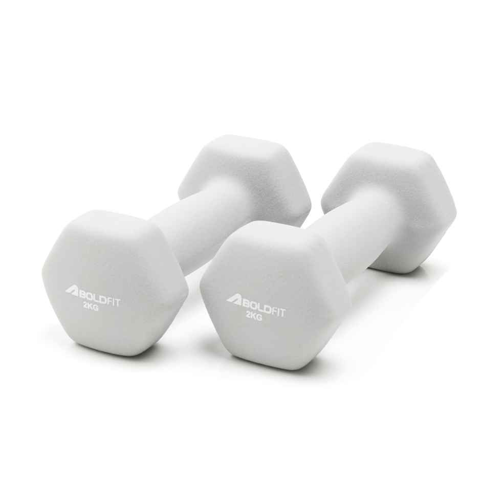 BOLDFIT Dumbbell Set | Neoprene Home Gym Workout Equipment, Fitness | Grey - 2 x 2 kg