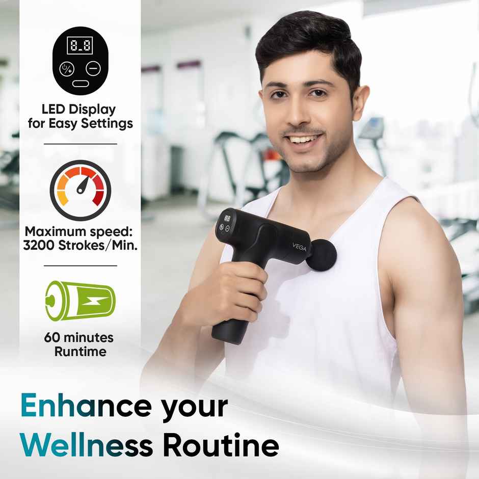 Vega Hand Massage Gun With Muscle Ease Therapy for Body Pain Relief With Touch Display - Vhmg-01