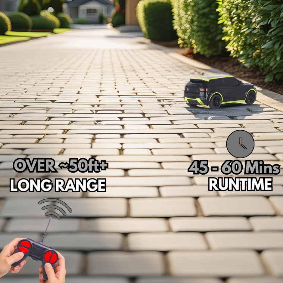 Race N Roll 1:24 Rechargeable Hi Speed Mini Remote Control Car | Rov Black & Lime Top