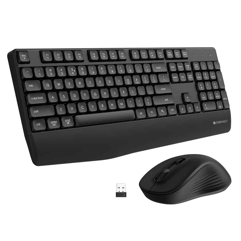 Zebronics Companion 202 Wireless Keyboard & Mouse Combo | Copilot Ai Key | 4 Button Mouse | Black
