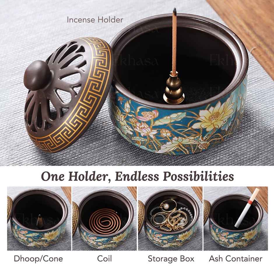 Ekhasa Ceramic Dhoop Dani Loban Burner Holder Stand For Home | Dhup Kapoor Dani For Puja