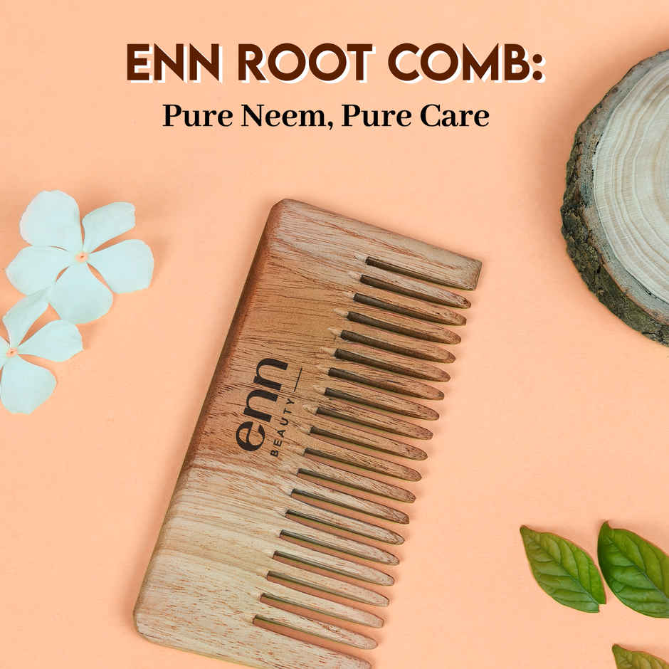 ENN Beauty Neem Wood Herbal Comb | Wide Tooth |Ayurvedic Hair Care for Growth, Shine & Frizz Control