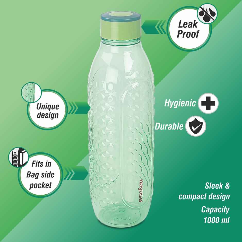 Nayasa Plastic Bently Bottle | Green | 1 L