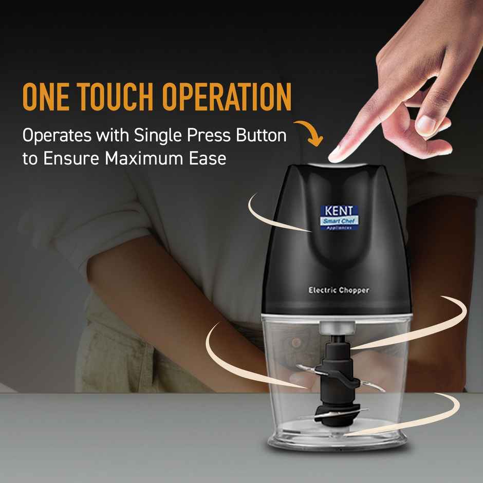 Kent Electric Chopper-B For Kitchen 250 Watt | Chop, Mince, Puree, Whisk, 400 ml Capacity -Black