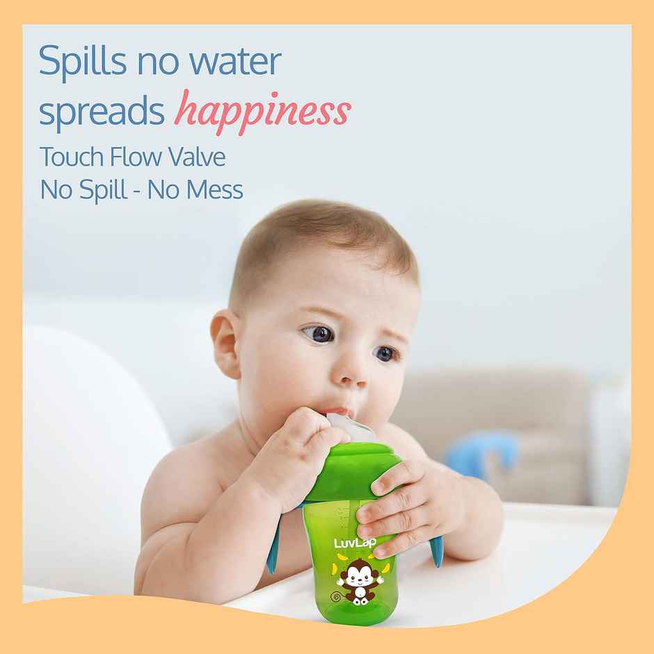 LuvLap Banana Time 2 in 1 Sipper with Soft Silicone Spout & Straw, BPA Free, 6m+