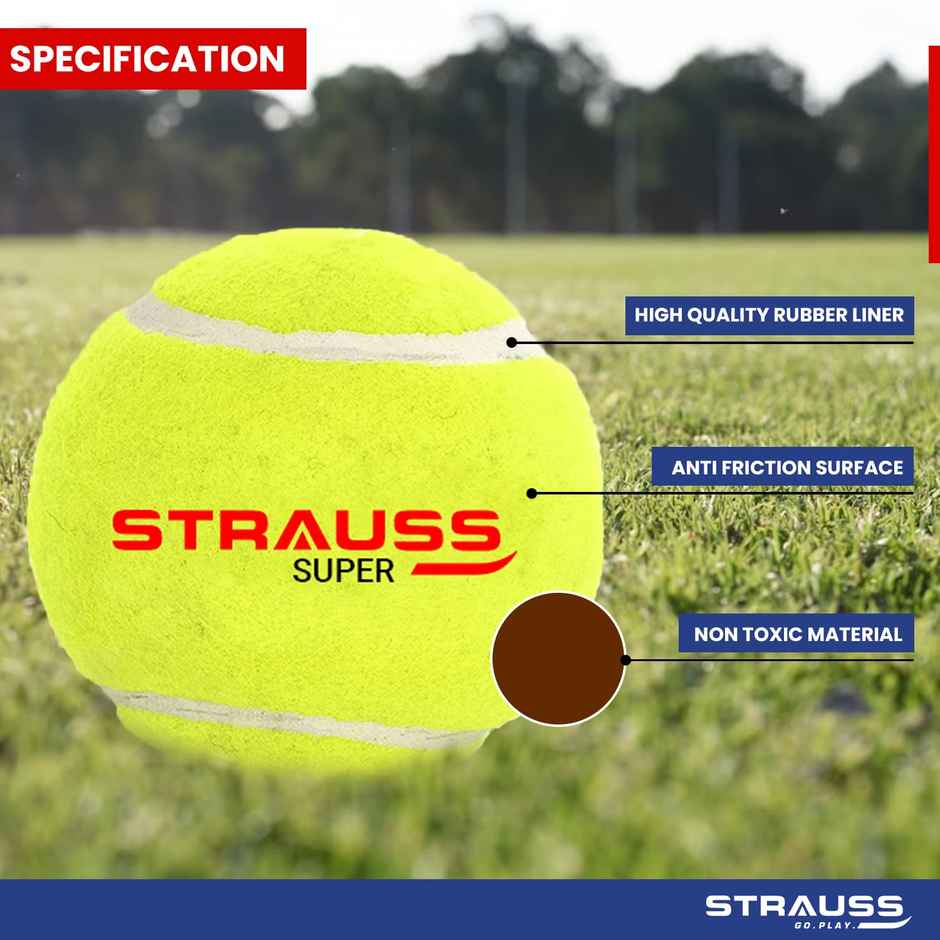Strauss Tennis Cricket Ball Pack of 6, (Yellow)