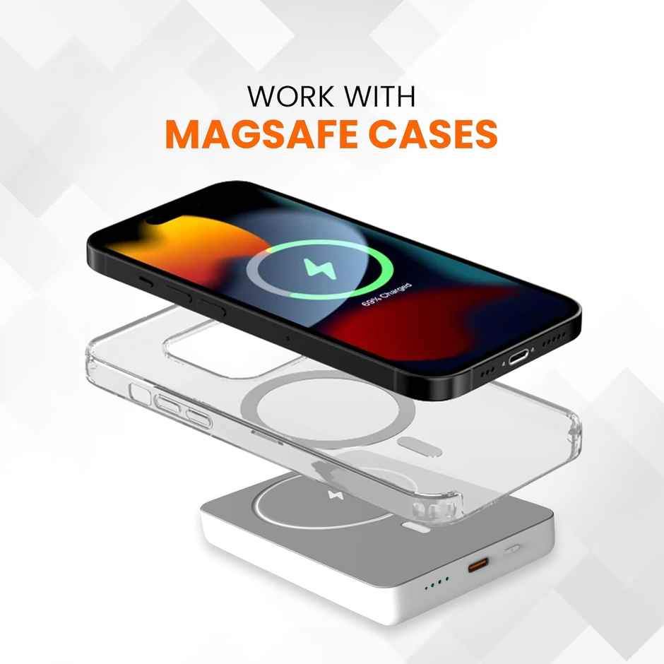 Gizmore Pd10Kp5 10000 mAh 22W Wireless Imag Powerbank With Type-C Charging Cable (White)