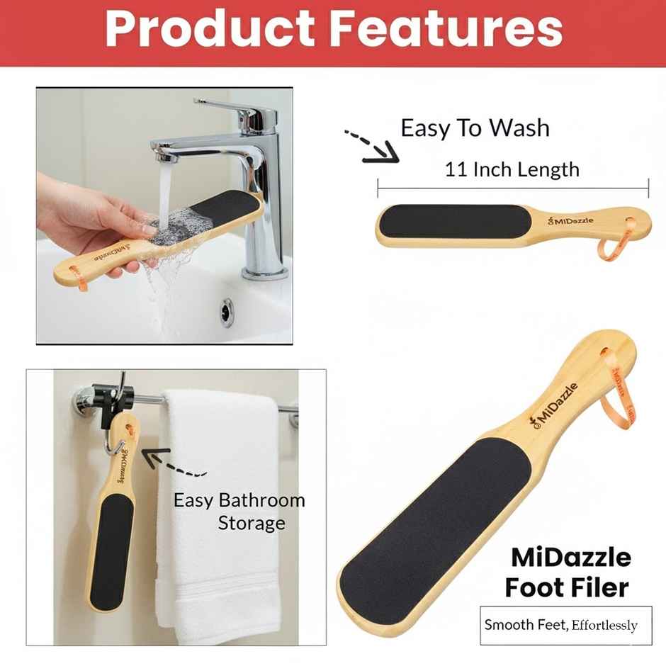 Midazzle 2in1 Wooden Foot Filer/Scrubber and Callus Remover |MIFF5201