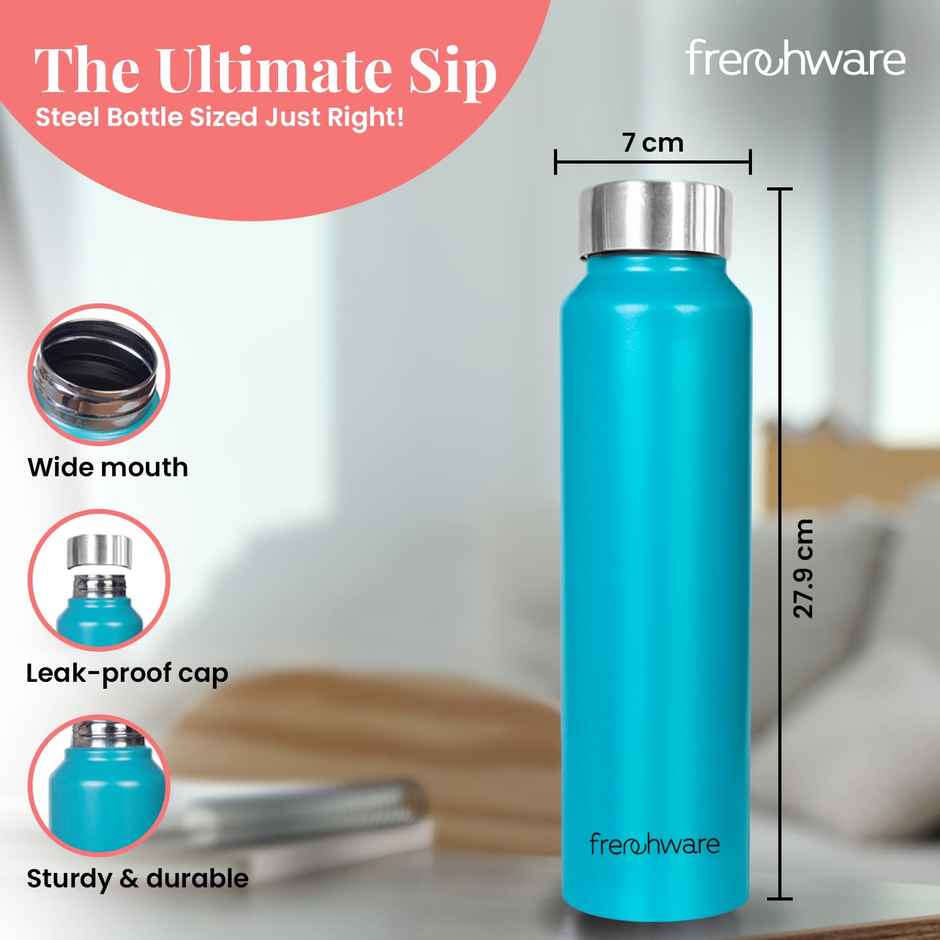 Frenchware Premium 1 L Stainless Steel Water Bottle, Scratch | Resistant, Rust | Free | Turquoise
