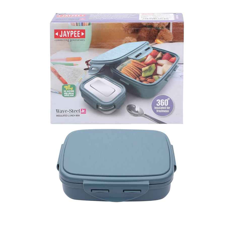 Jaypee Wavesteel Jr. Stainless Steel Insulated Lunch Box For School Kids ,Peacock Plum , 535 ml