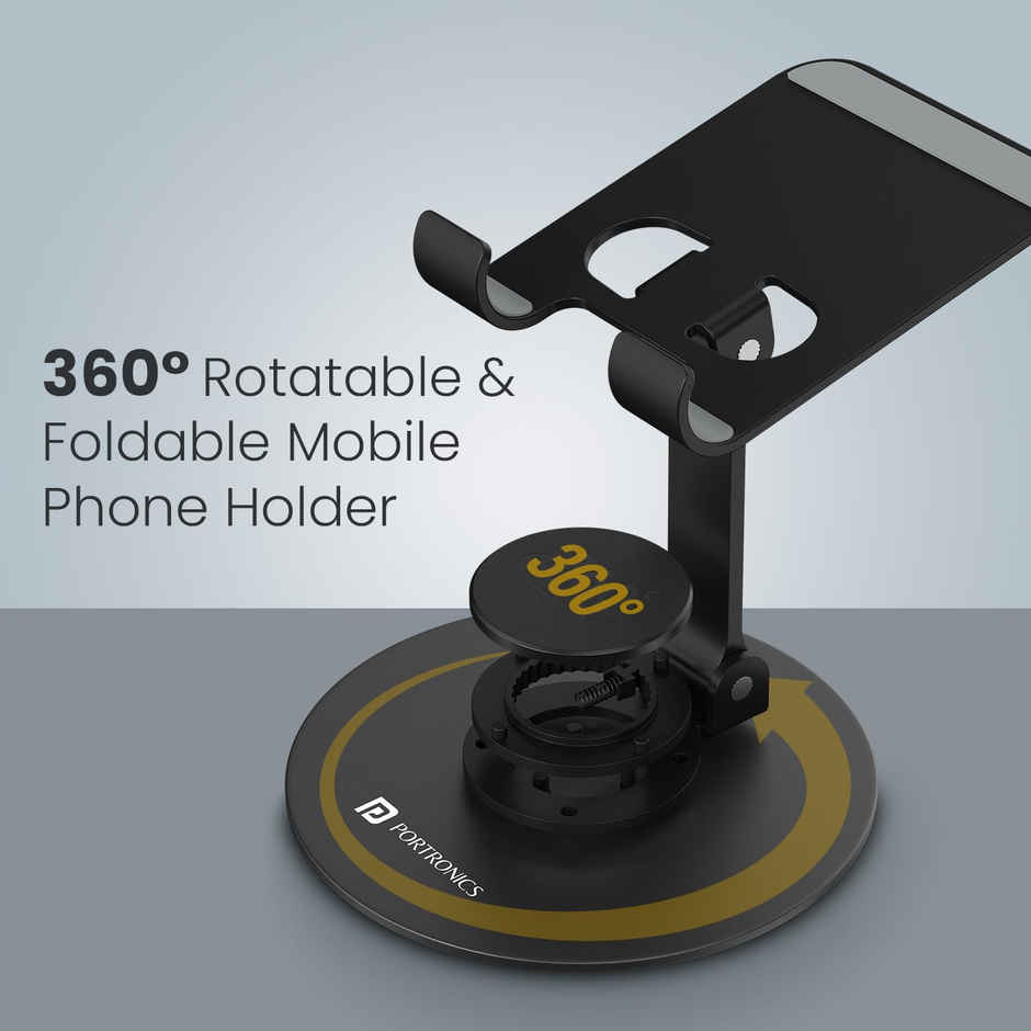 Portronics Mobot 4, 360 Degree Universal Mobile Holder - Black
