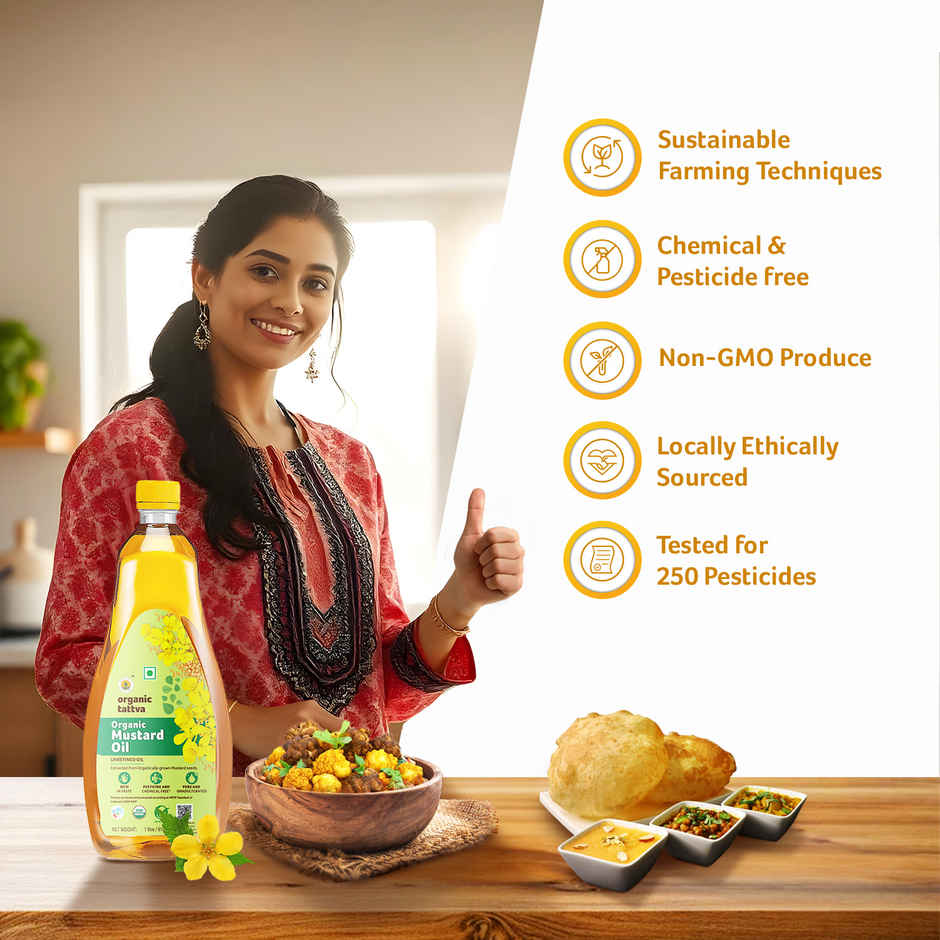Organic Tattva Mustard (Sarson) Cold Pressed Oil | Healthy Cooking Oil