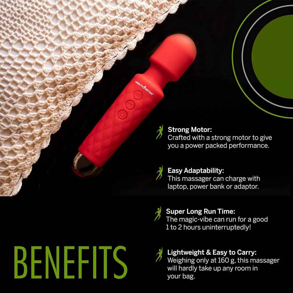 Healthsense Cordless Full Body Massager , 8 Speeds, 20 Modes & 1 Year Warranty - Magic-Vibe Hm 260