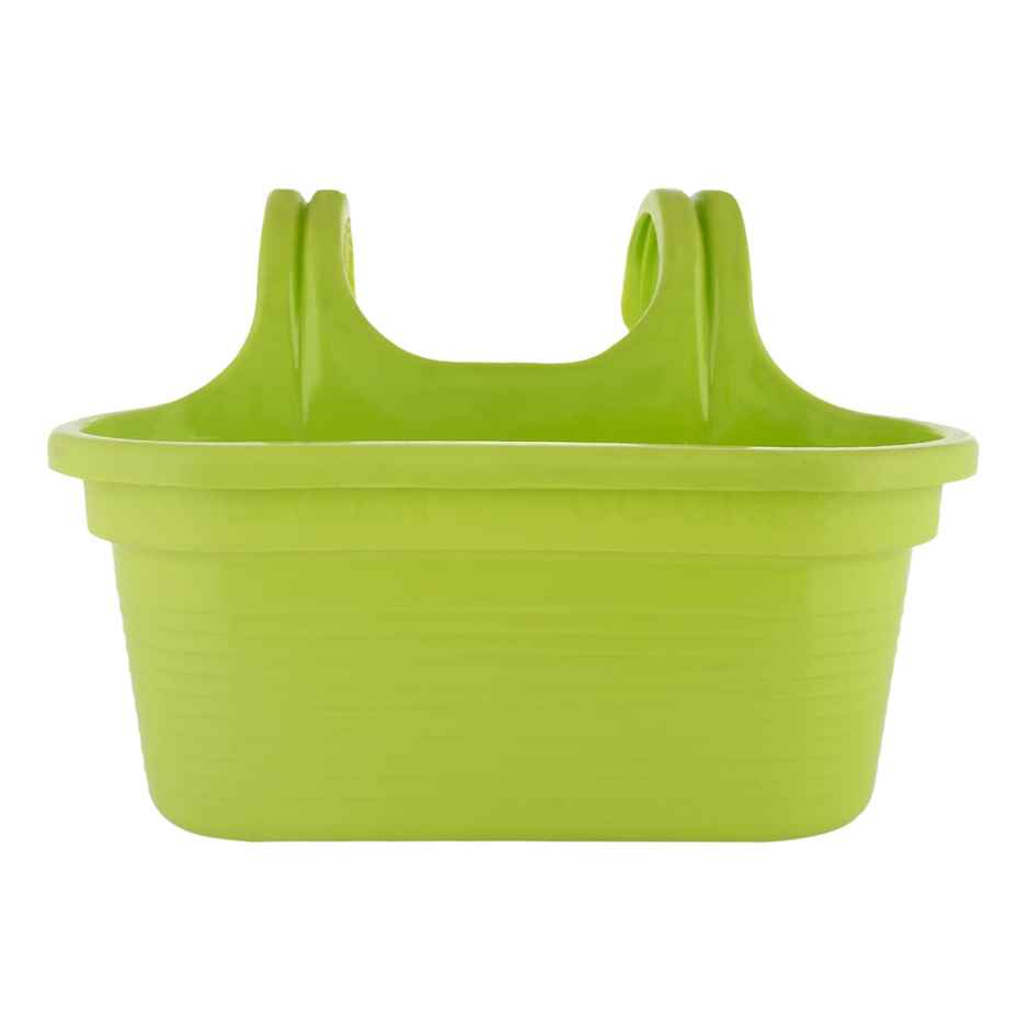 Kuber Industries Double Hook Plastic Hanging Flower Pot for Home & Garden|12 Inch|Green