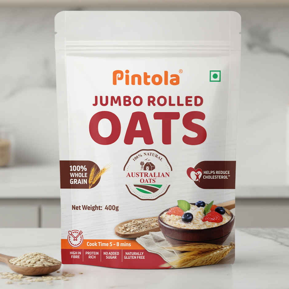 Pintola Oats Pure Jumbo Rolled Oats, Wholegrain, Gluten Free, High Fibre & Protein, Nutritious
