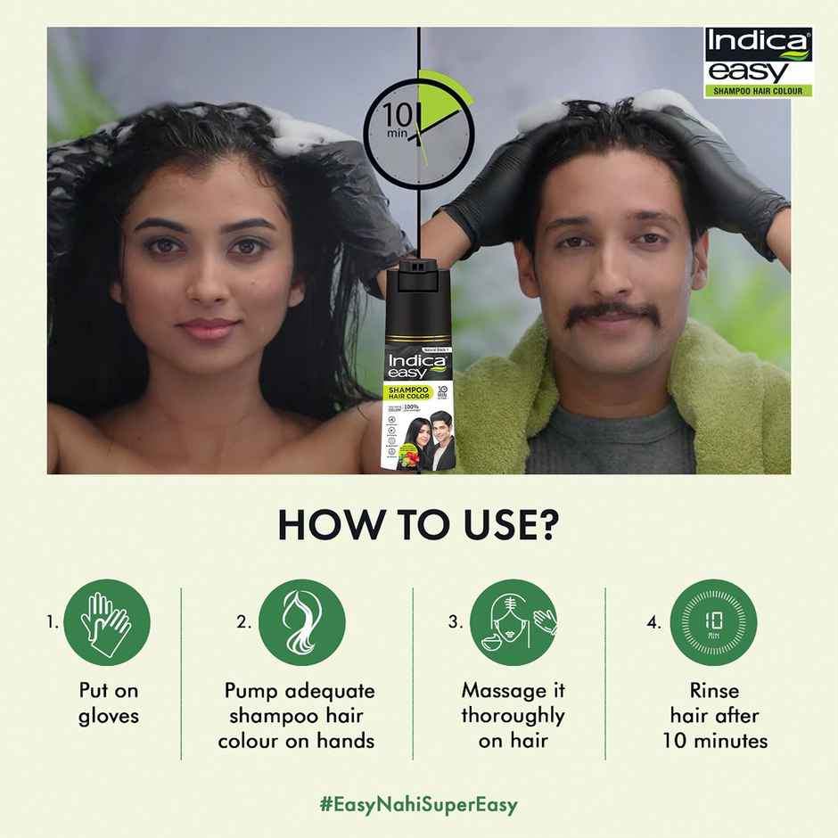 Indica Easy Do-It-Yourself Hair Color Shampoo Pump Pack