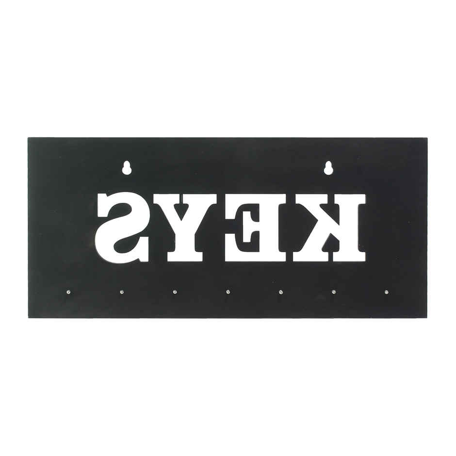 eCraftIndia Brown Keys Theme Wooden Key Holder With 7 Key Hooks For Wall