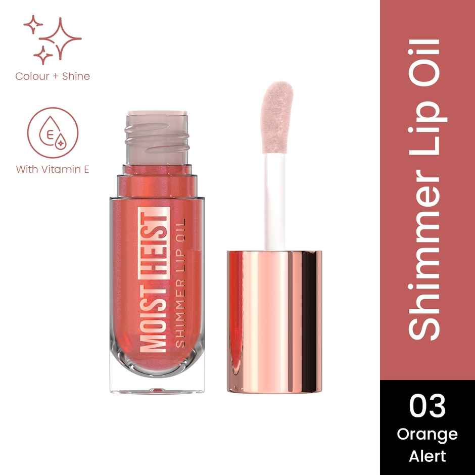 Swiss Beauty Moist Heist Shimmer Lip Oil , Luminous Shine , Hydrating , Lightweight -3 Orange Alert