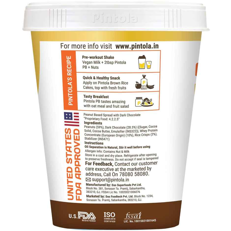 Pintola High Protein Dark Chocolate Peanut Butter (Crispy) 30G Protein, Whey Protein