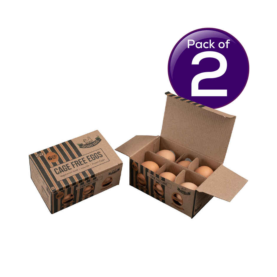 The Good Egg Co. Cage Free Eggs, 6 Pieces - Portein Rich, Veg Feed, Infertile Combo