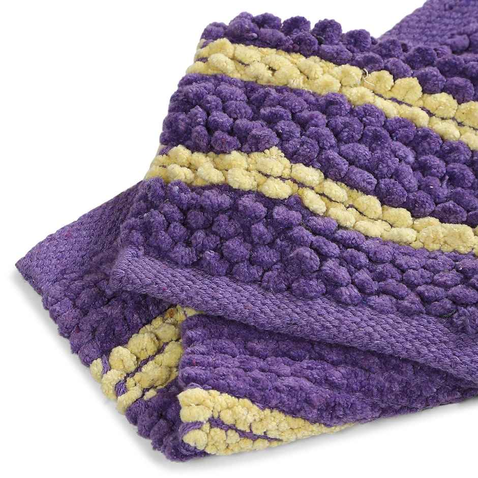 Status Cotton Anti- Skid Stripe Mat | 38 x 58 cm | Lavender