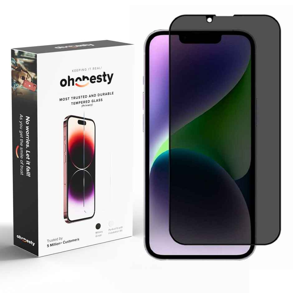 OHONESTY Privacy Tempered Glass for iPhone 15 Pro Max| Anti-Spy Screen Protector| Black
