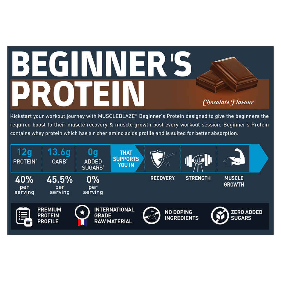 MuscleBlaze Beginner's Whey Protein Powder (Chocolate)