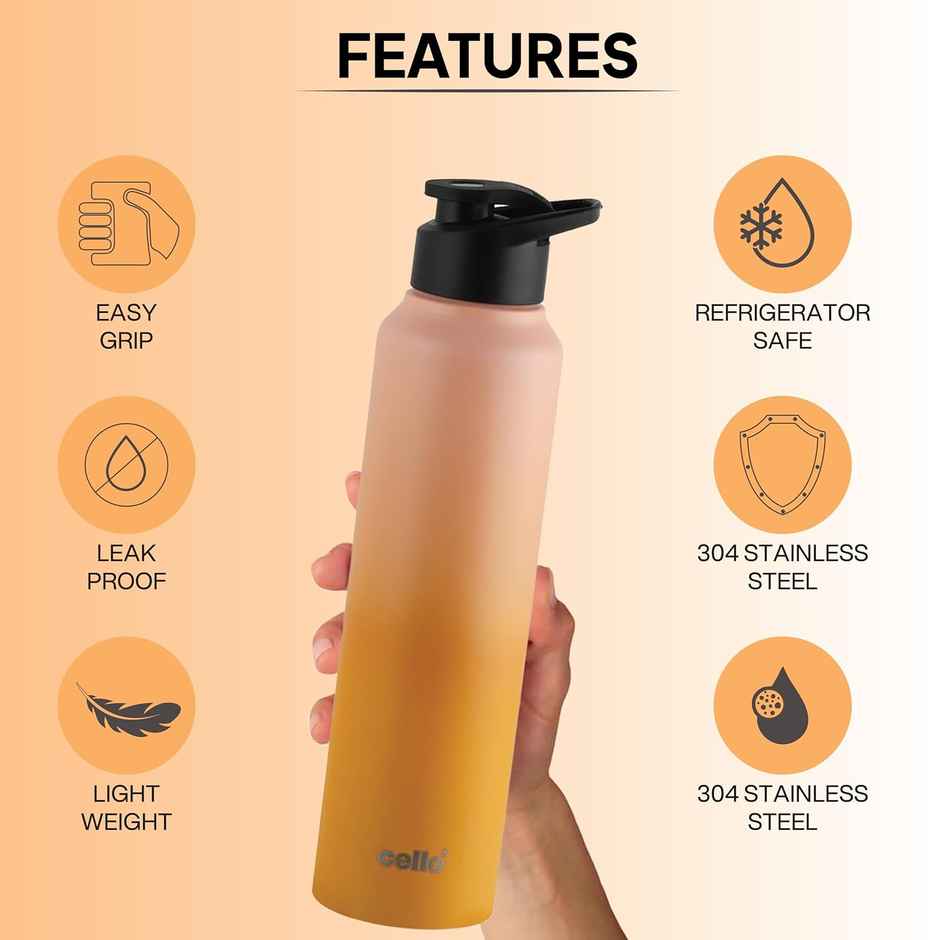 Aqua Pro Max Stainless Steel Water Bottle | Pink Yellow | CELLO