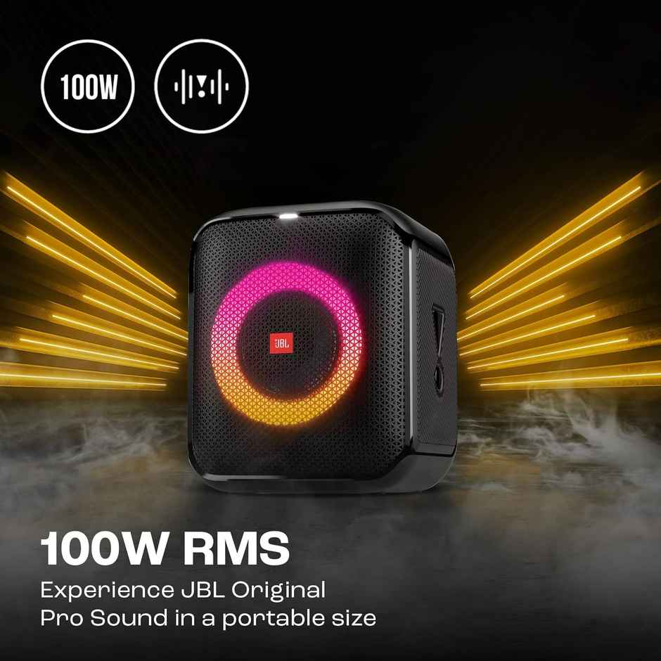 JBL Partybox Encore Essential, Dynamic Light Show ,6Hrs Playtime,Built-in Powerbank 100 W Bluetooth Party Speaker, Stereo Channel - Black
