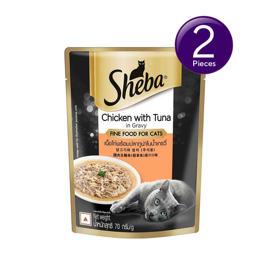 Sheba Fine Adult Chicken with Tuna in Gravy Wet Cat Food Combo