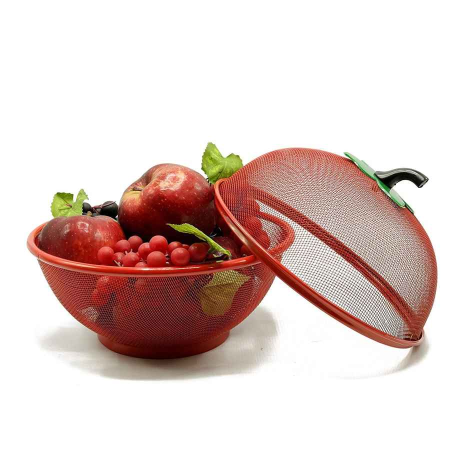 Capsicum Fruits & Vegetables Basket for Kitchen With Net Cover | Apple Shaped | Assorted colour