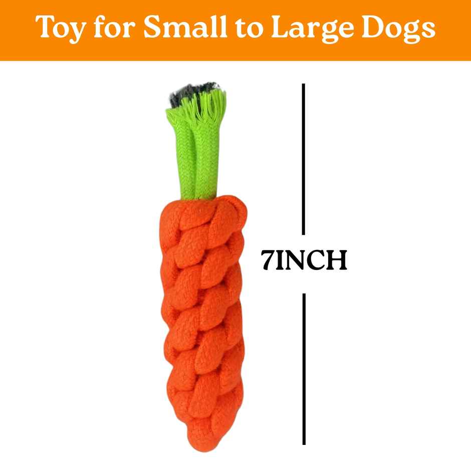 Payton Perry Dog Carrot Rope Chew Toy | Dental Cleaning | Fun - Red