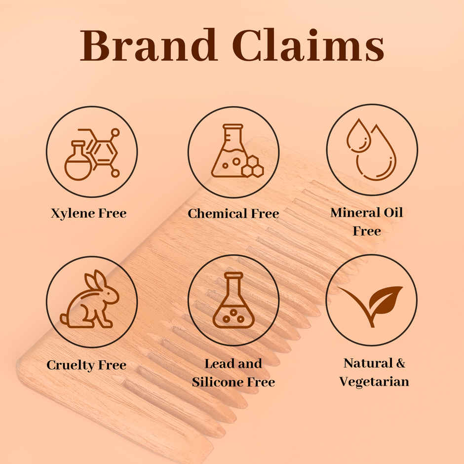 ENN Beauty Neem Wood Herbal Comb | Wide Tooth |Ayurvedic Hair Care for Growth, Shine & Frizz Control